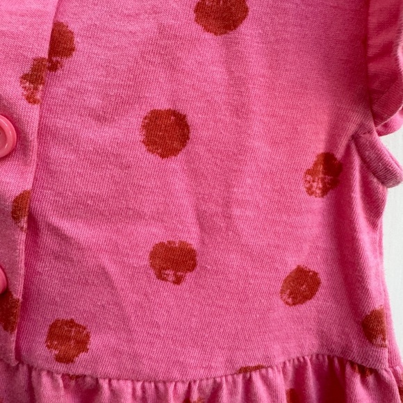 Okie Dokie 3T Girls Pink Ruffled A-line Short Sleeve Dress with Polka Dots - Picture 3 of 6
